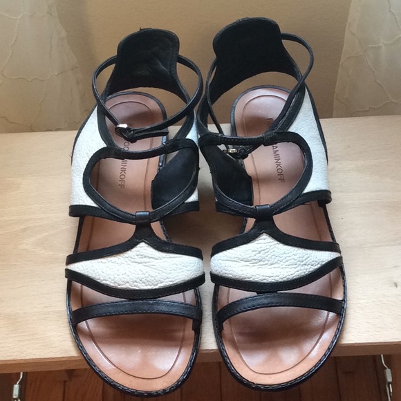 Rebecca Minkoff Shoes - Rebecca Minkoff ankle strap black/white sandals